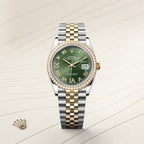 Datejust 36 Oyster, 36 mm, Oystersteel, yellow gold and diamonds