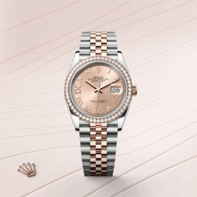 Datejust 36 Oyster, 36 mm, Oystersteel, Everose gold and diamonds
