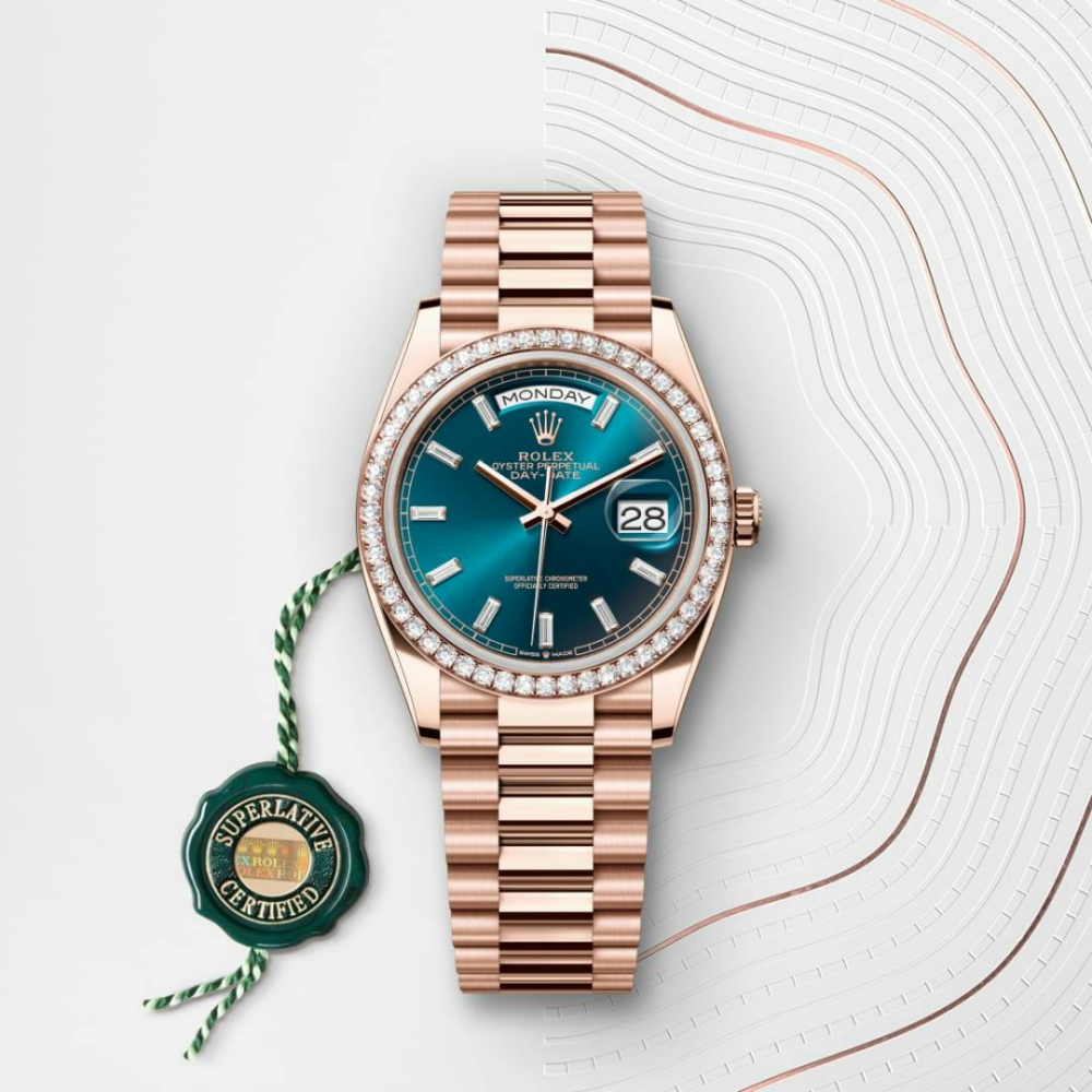 Day-Date 36 Oyster, 36 mm, Everose gold and diamonds