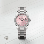 Day-Date 40 Pink Dial Fluted Bezel in Platinum