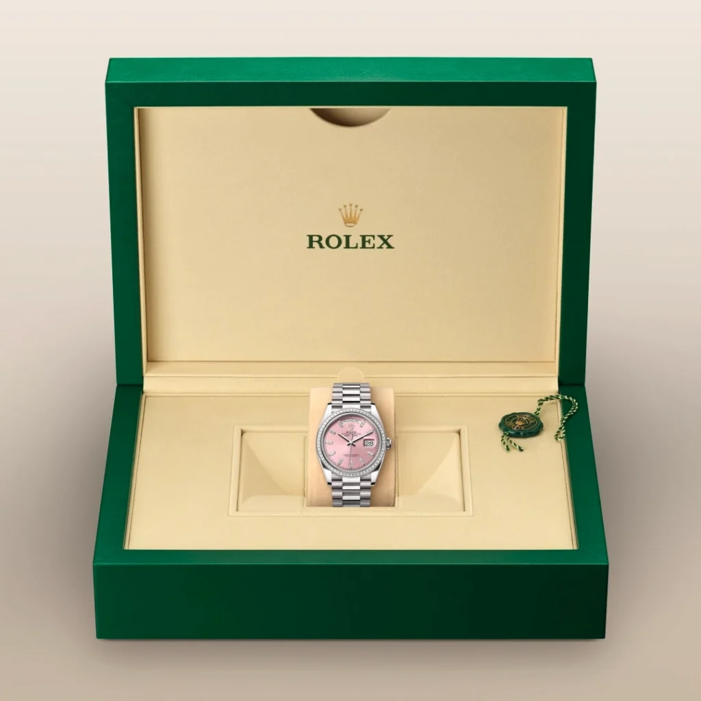 Day-Date 40 Pink Dial Fluted Bezel in Platinum