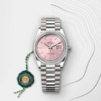 Day-Date 40 Pink Dial Fluted Bezel in Platinum