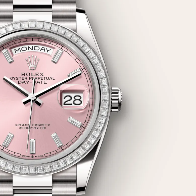 Day-Date 40 Pink Dial Fluted Bezel in Platinum