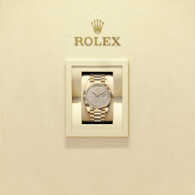 Day-Date Yellow Gold Pavé Dial Fluted Bezel