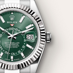 A- Sky-Dweller Stainless Steel, Green Index Dial, 42 mm