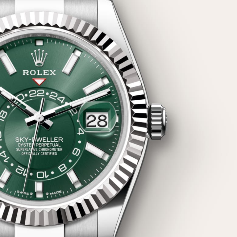 A- Sky-Dweller Stainless Steel, Green Index Dial, 42 mm