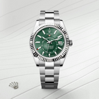 A- Sky-Dweller Stainless Steel, Green Index Dial, 42 mm