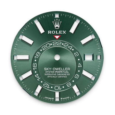 Sky-Dweller, 42mm, Oystersteel and 18k White Gold, Green, Jubilee
