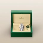 Oyster Perpetual Datejust 36 is available in Oyster steel with a silver dial and an Oyster bracelet