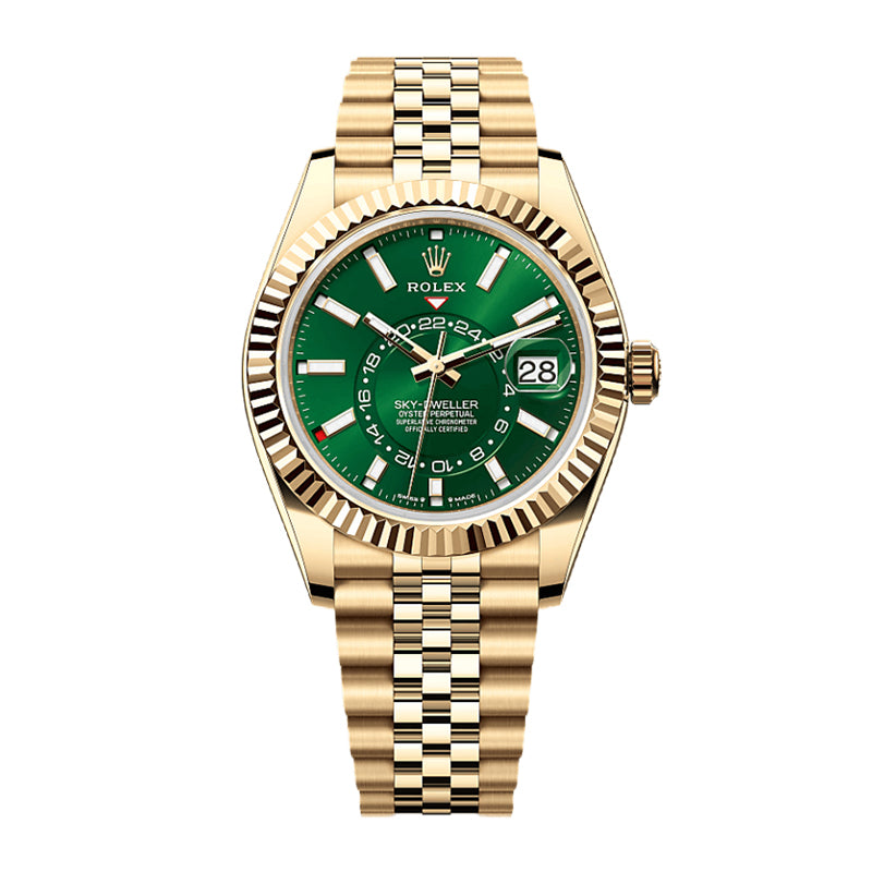A Sky-Dweller 42mm18ct Yellow Gold Green Dial