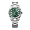 A- Sky-Dweller Stainless Steel, Green Index Dial, 42 mm