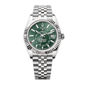 Sky-Dweller, 42mm, Oystersteel and 18k White Gold, Green, Jubilee