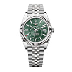Sky-Dweller, 42mm, Oystersteel and 18k White Gold, Green, Jubilee