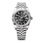 Sky-Dweller, 42mm, Oystersteel and 18k White Gold, Black, Jubilee