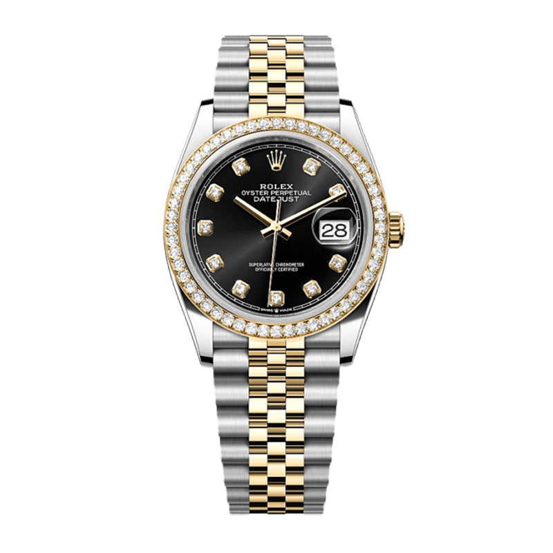 Datejust 36 Oyster, 36 mm, Oystersteel, yellow gold and diamonds