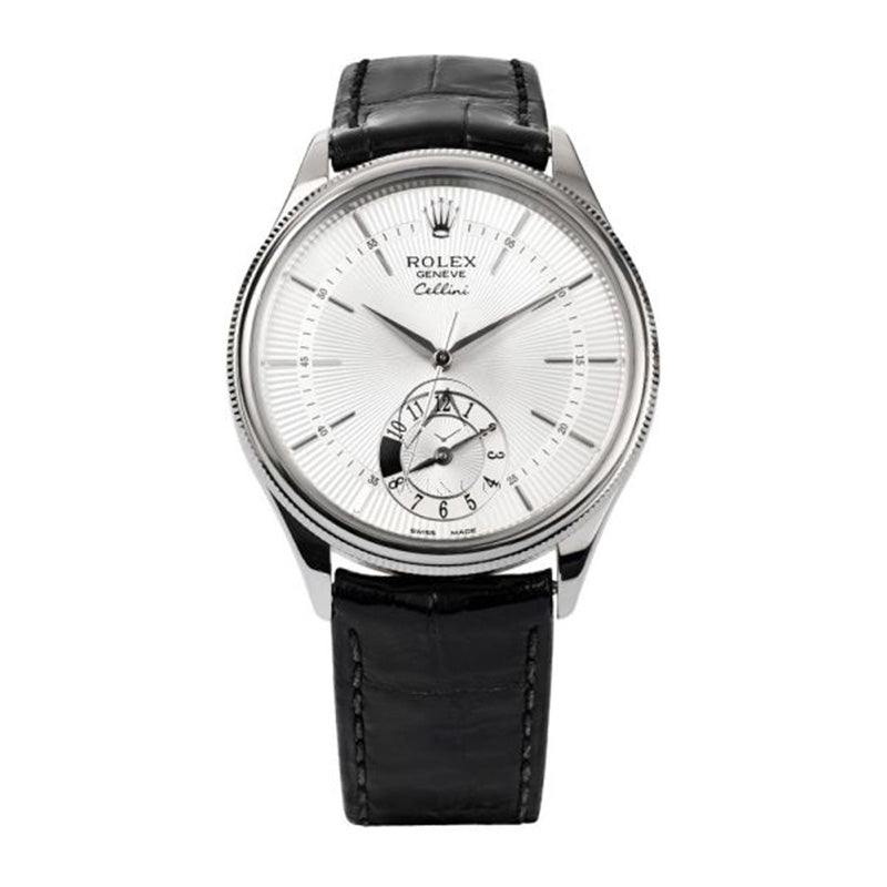 Cellini 50529, Dual Time, 18K White Gold, Silver Dial